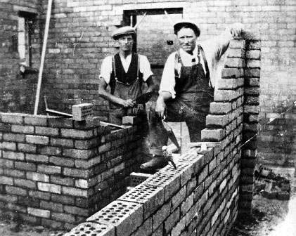 Building council houses in Glastonbury, c.1940s.