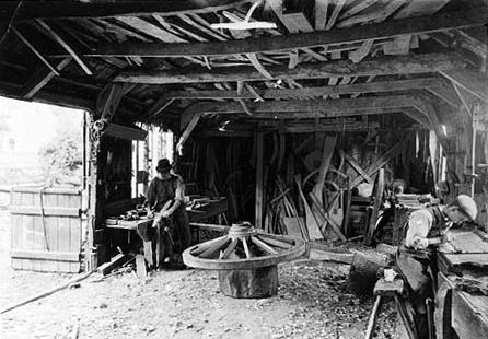 Wheelwrights workshop, Kilve, c.1900.