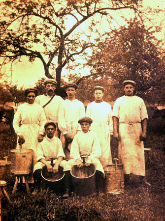 Milking team, Butleigh c.1910.