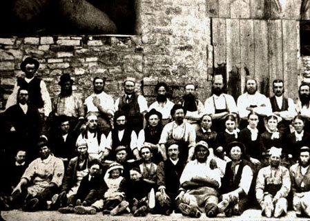 Workers at Morlands, 1880. Morlands was a key employer in Glastonbury from 1870 until production ended in 1982. The company still exists but doesn’t make garments in the town.