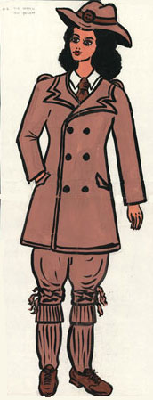 Watercolour of WLA girl in uniform, 1942.