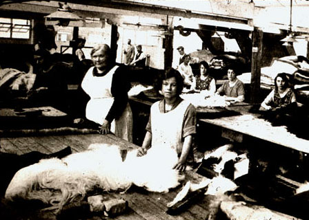Morland's rug sewing deparment, 1925. Women were key workers in Somerset’s textile industries.