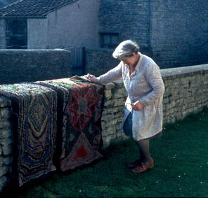 Josie Hiscox with her rag rugs.
